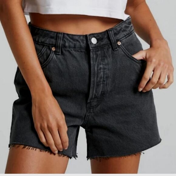 Rolla's Original Short Distressed Black High Rise Cut Off Jean Shorts - Size 24 - Picture 1 of 14